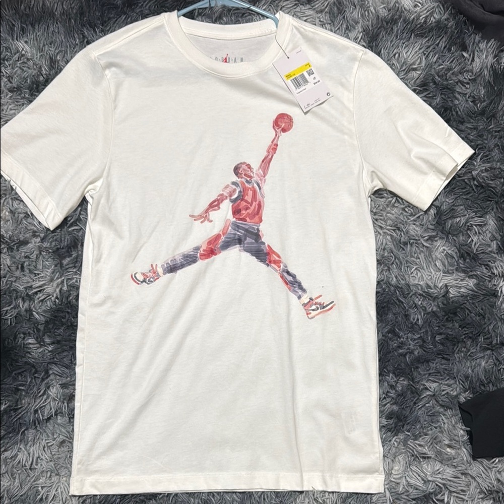 White Jordan T-Shirt with Red and black Graphic
